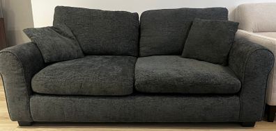 3 and 2 seater dark grey fabric sofa