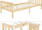 Wooden slatted  Bed  Pine Wood, Solid Wood Bed Frame with Slatted Frame and Feet, Single Bed with Headboard and Footboard, Bed for Children and Adults Solid Wood Bed Children's Bed