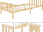Wooden slatted  Bed  Pine Wood, Solid Wood Bed Frame with Slatted Frame and Feet, Single Bed with Headboard and Footboard, Bed for Children and Adults Solid Wood Bed Children's Bed