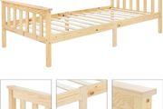 Wooden slatted  Bed  Pine Wood, Solid Wood Bed Frame with Slatted Frame and Feet, Single Bed with Headboard and Footboard, Bed for Children and Adults Solid Wood Bed Children's Bed
