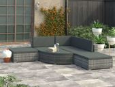 6 Piece Garden Lounge Set with Cushions Poly Rattan Grey