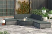 6 Piece Garden Lounge Set with Cushions Poly Rattan Grey