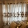 5 decorative pillows with a large beautiful laces curtain in brown and white colors Image 8