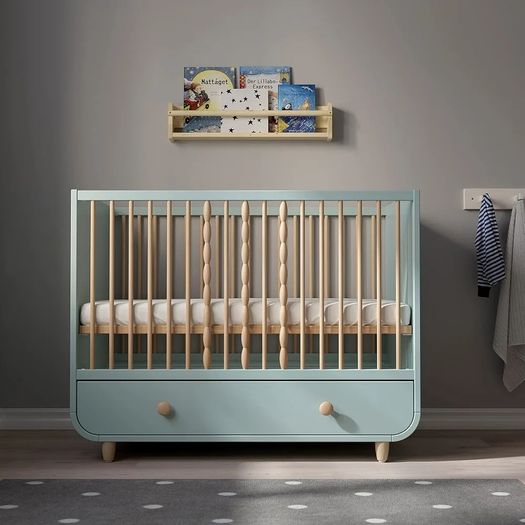 Pristine condition IKEA Myllra cot with large drawer