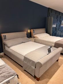 King size upholstered grey bed