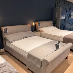 King size upholstered grey bed