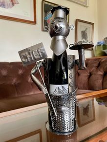 Metal Novelty Chef Wine or Sauce Bottle Holder