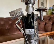 Metal Novelty Chef Wine or Sauce Bottle Holder