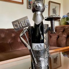 Metal Novelty Chef Wine or Sauce Bottle Holder