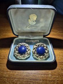 Vintage Blue and Gold Tone Earrings
