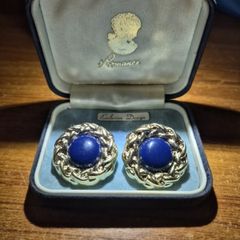 Vintage Blue and Gold Tone Earrings