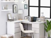 Corner Desk High Gloss White 145x100x76 cm Chipboard
