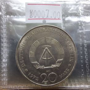 Germany GDR 20 Mark Commemorative Coin - Friedrich von Schiller 170th Anniversary 1972 - Mint A Berlin