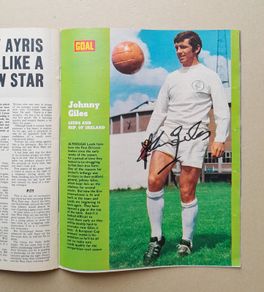 Johnny Giles autograph vintage magazine Leeds Utd
