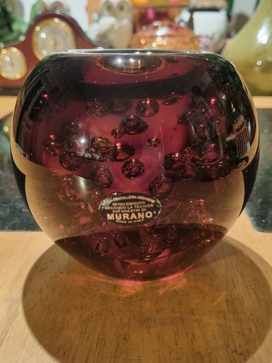 Vintage large Murano glass tea candle holder
