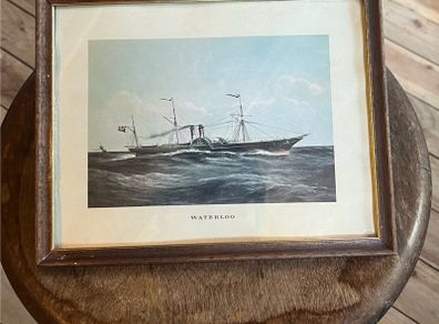 English Nautical Ship Lithograph, Waterloo