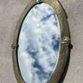 Vintage copper arts and crafts style framed mirror with original chain Image 2