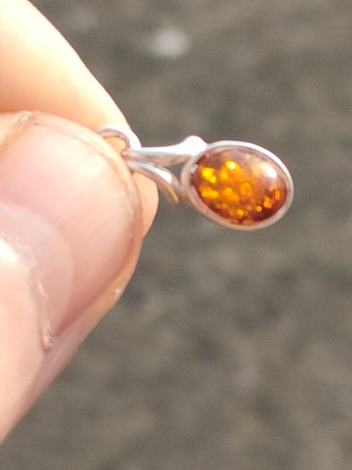 Sterling Silver Amber Pendant set