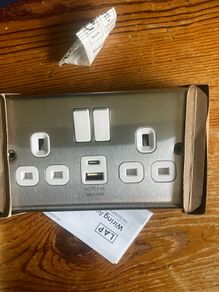 4 brand new brushed steel sockets with usb connections
