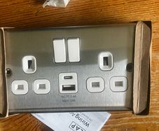 4 brand new brushed steel sockets with usb connections