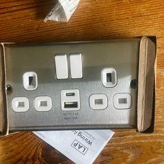 4 brand new brushed steel sockets with usb connections