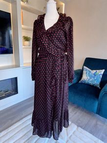 Ladies Black & Red Wrap Dress from Michael Kors. Size Xs UK 6 / EU 34