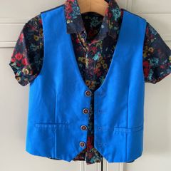 Next 2 piece floral shirt and waistcoat set 3-4 years