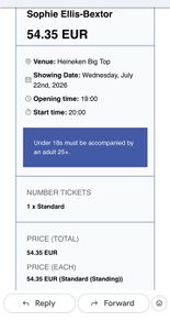 Sophie Ellis-Bextor X1 standing ticket