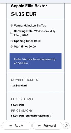Sophie Ellis-Bextor X1 standing ticket