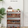 Shoe Cabinet with 2 Flip Drawers Mid-Century Shoes Storage Cabinet with Anti-Tipping Device, Freestanding Fluted Shoe Organizer Image 3