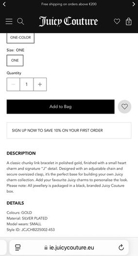 NWOT JUICY COUTURE Super Funky Matt Gold-Tone Chunky 3 Tier Chain Bracelet - 75% Discount