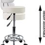 PU Leather Rolling Stool Mid-Back with Footrest Height Adjustable Office Computer Home Drafting Swivel Task Chair with Wheels MULTIPLE COLOURS AVAILABLE (FREE POSTAGE) Image 5