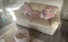 3 + 2 Cream Leather Sofa