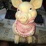 Large Vintage Hand Painted Ceramic Piggy bank Whimsical Baby Pig Pink Bib and Sucking on a Pacifier Image 2