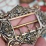 Antique Victorian Rococo Art Nouveau Belt Buckle Brooch Pin Brass Color 9cm x 5cm Image 5
