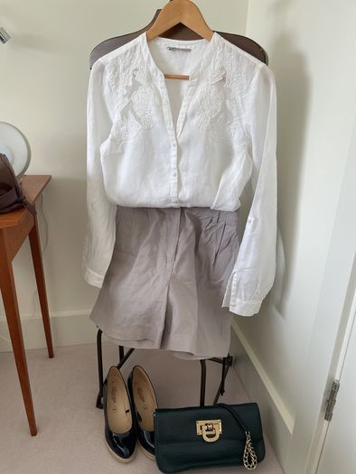 White linen blouse Size 12 EU40