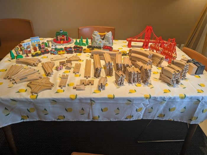 200-piece BRIO wooden train track and trains set