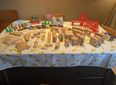 200-piece BRIO wooden train track and trains set