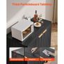 Coffee Bar Cabinet, Mid Century Fluted Coffee Bar Table with 2-Tier Storage, Buffet Stand Cabinet with Barn Door, Sideboard Buffet Station for Living Room, Entryway, 80 x 37.5 x 80 cm, Black Image 4