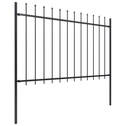 Garden Fence with Spear Top Steel 11.9x1.2 m Black