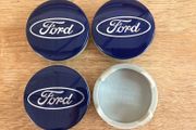 4x FORD BLUE 54mm alloy wheel centre caps 6M21-1003