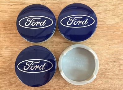 4x FORD BLUE 54mm alloy wheel centre caps 6M21-1003