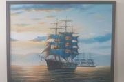 Painting of ships at sea