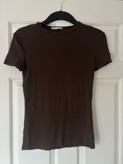 Zara brown ribbed tshirt size S