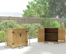 Wooden garden storage cabinet, Double Door, adjustable shelf and bitumen roof, pine wood