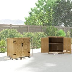 Wooden garden storage cabinet, Double Door, adjustable shelf and bitumen roof, pine wood