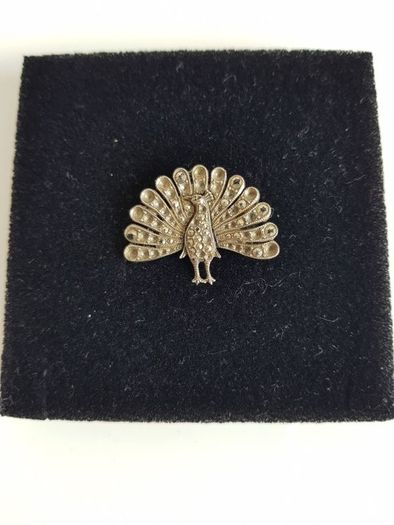 1930's Peacock Marquisite Brooch