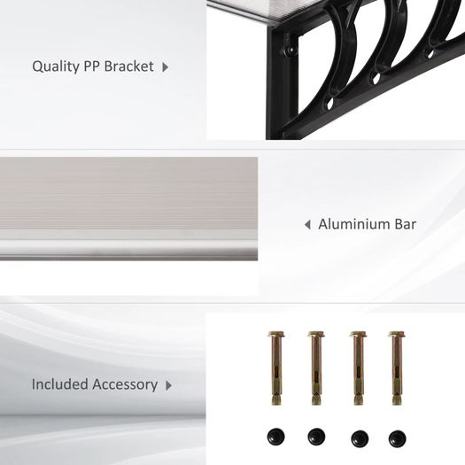 0.9 x 1.2 m Window Awning Door Canopy Modern Polycarbonate Cover Outdoor Rain Snow Sunlight Protection Hollow Sheet