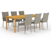 7 Piece Garden Dining Set Grey