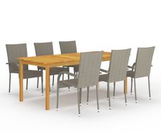 7 Piece Garden Dining Set Grey